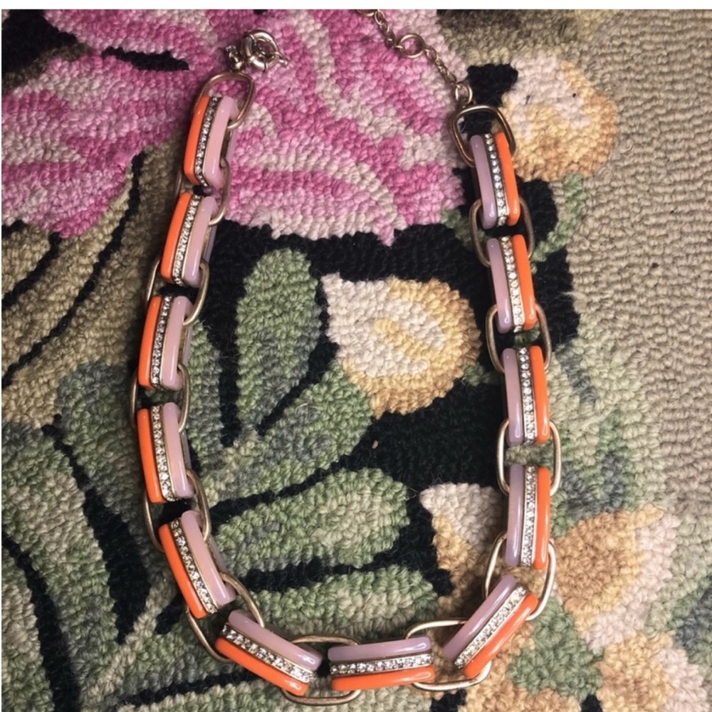 J Crew Retired 2 Tone Rhinestone  Colorblock Iconic Classic Necklace Fashion